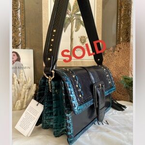RARE▪️🔹▪️VERDIGRIS/BLACK SORENSEN “MARLA" BRAHMIN SHOULDER BAG ~ NWT